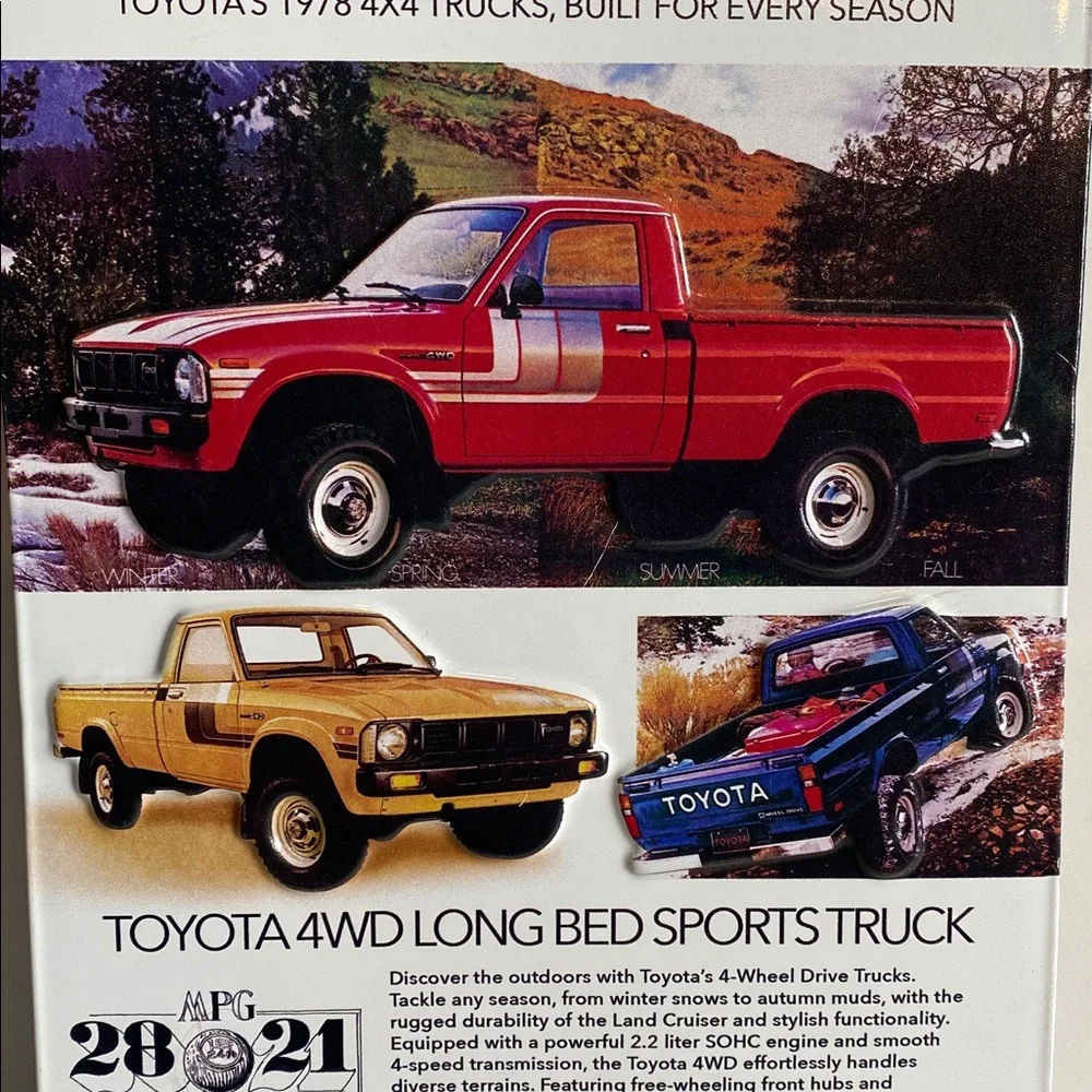 Toyota 1978 4 x 4 Vintage Truck Advertisement New Metal Garage Art Man Cave Sign